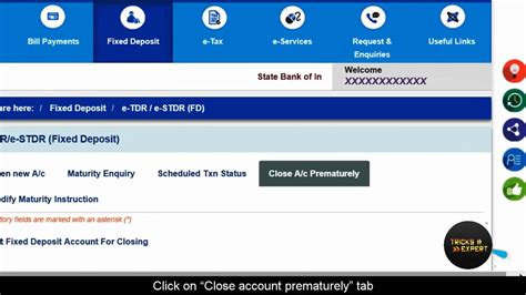 how to close od against fd in sbi online