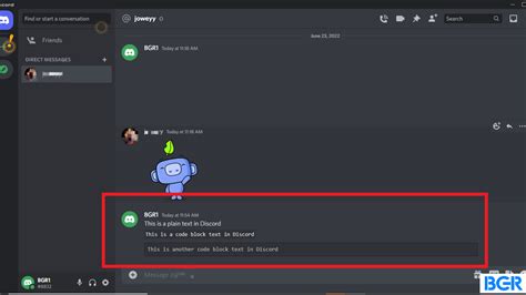 how to code block in discord