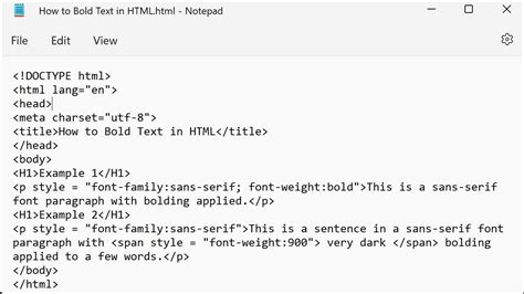 how to code for bold text