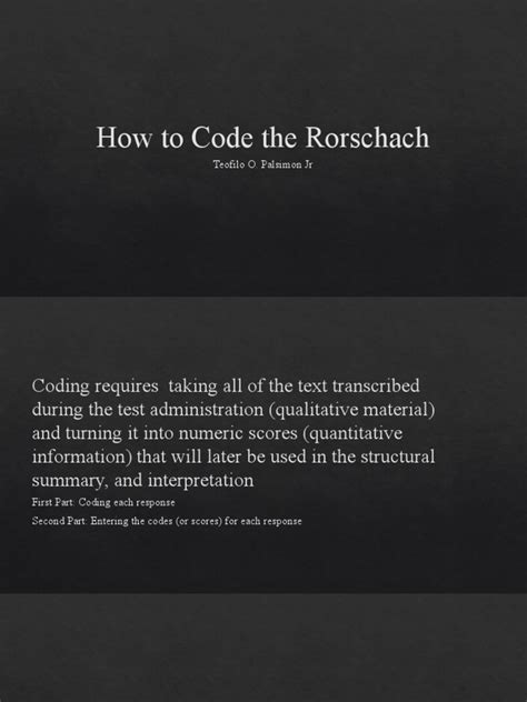 how to code the rorschach