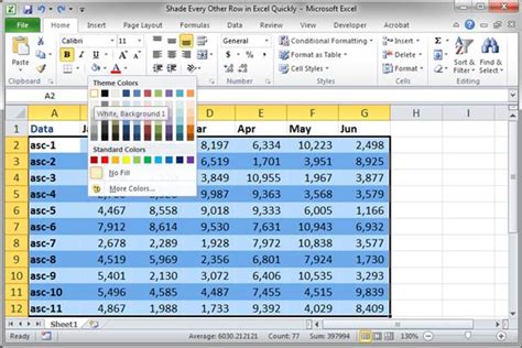 how to color every other cell in excel