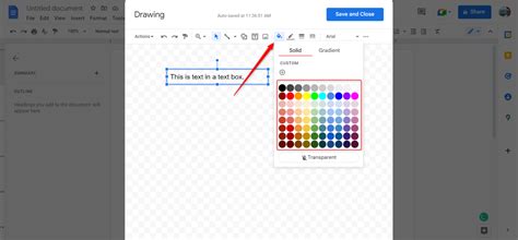 how to colour a text box in google docs