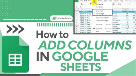 how to columns in google sheets