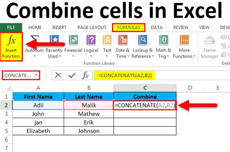 how to combine 2 cells in excel into one