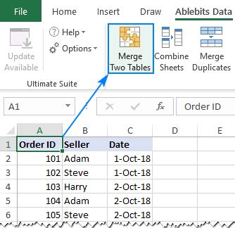 how to combine all tables in excel