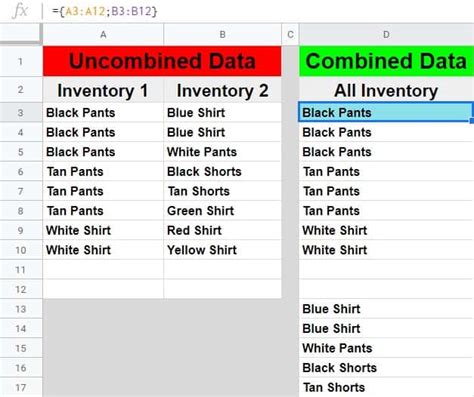 how to combine arrays in google sheets