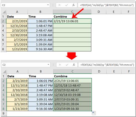 how to combine date and time in excel with space between