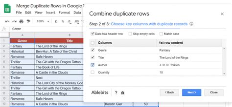 how to combine duplicate rows in google sheets