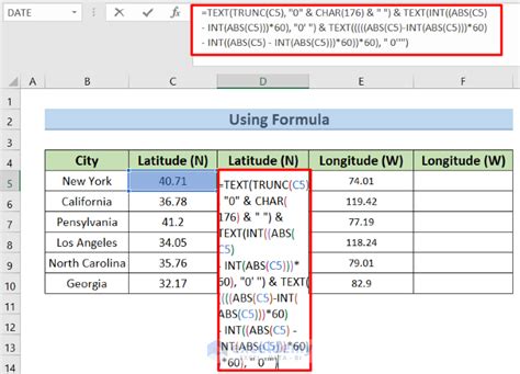 how to combine latitude and longitude in excel
