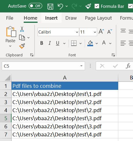 how to combine pdf files in excel vba