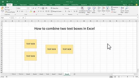 how to combine text in two boxes on excel