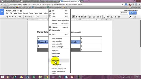how to combine two cells in google docs