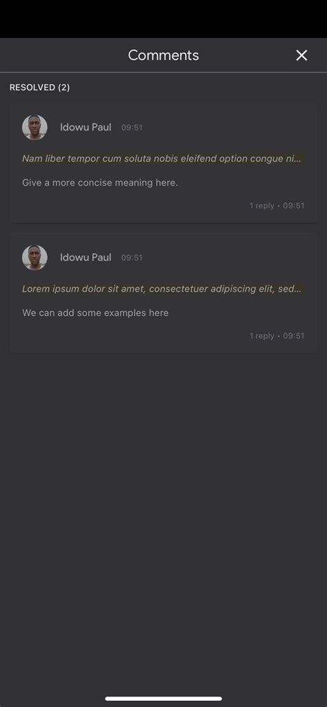 how to comment on docs mobile