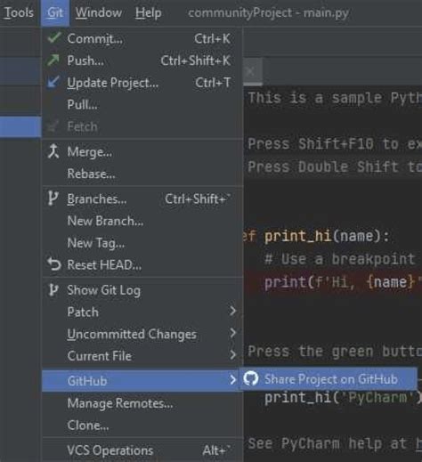 how to commit to github from pycharm