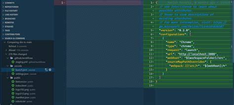 how to compare branches in visual studio code