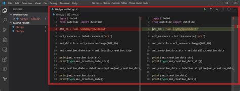 how to compare two code in visual studio code