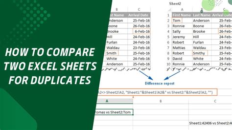 how to compare two excel sheets and remove duplicates