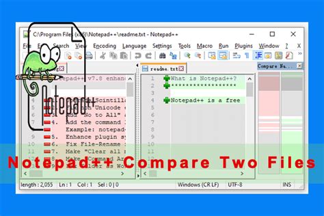 how to compare two notepad files for differences