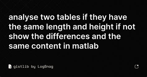 How To Compare Two Tables In Matlab