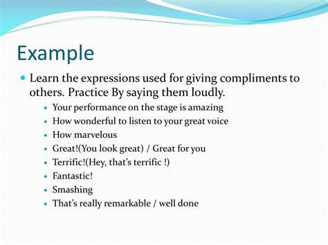how to compliment a presentation examples