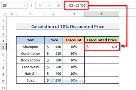 how to compute 10 percent in excel