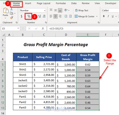 how to compute margin in excel