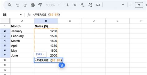 how to compute mean in google sheets
