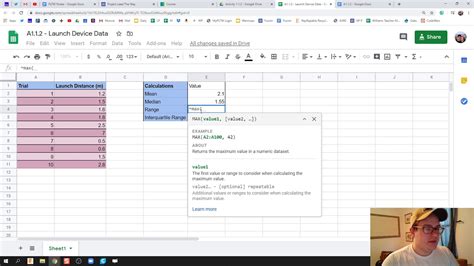 how to compute mean in sheets