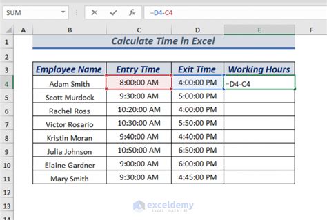 how to compute total time in excel