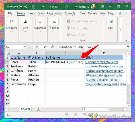 how to concatenate two strings in excel with space
