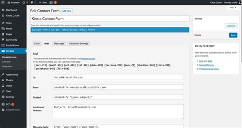 how to configure contact form 7 in wordpress