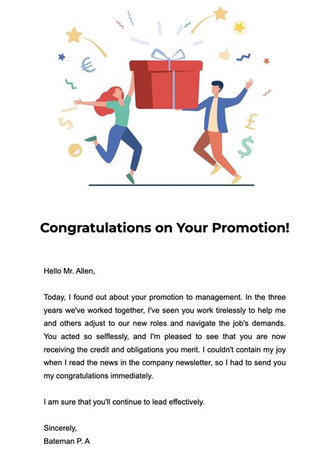 how to congratulate on promotion in email