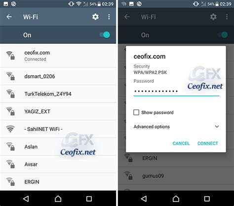 how to connect wifi with password in android mobile