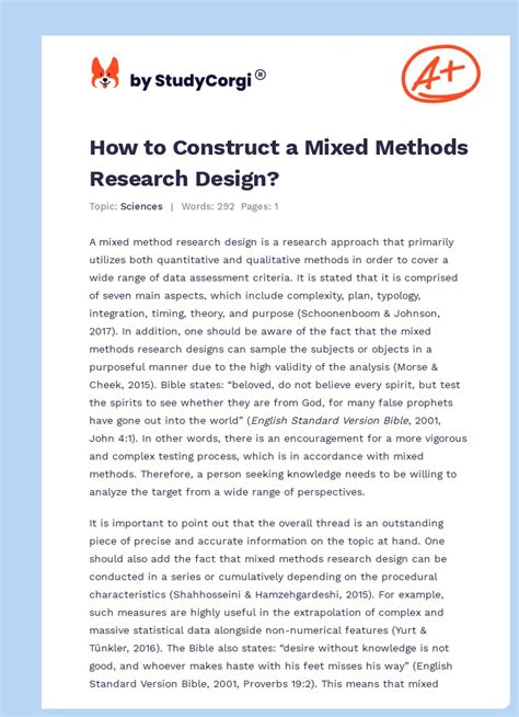 how to construct a mixed methods research design