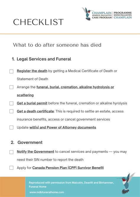 how to contact cpp when someone dies