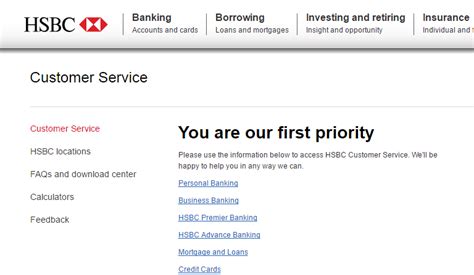 how to contact hsbc customer service