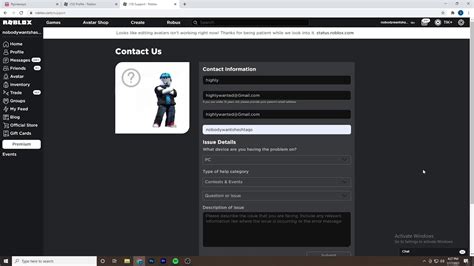 how to contact roblox support