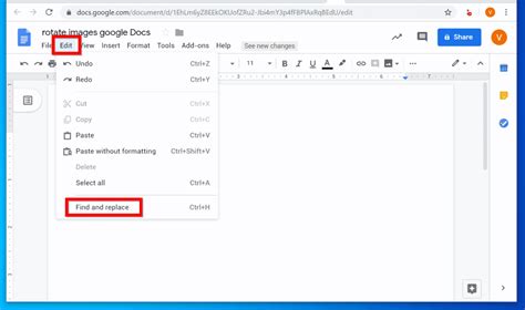 how to control find on google docs