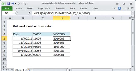 how to convert 5 digit julian date to normal date in excel