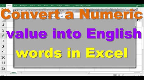 how to convert a numeric value in to english words in excel