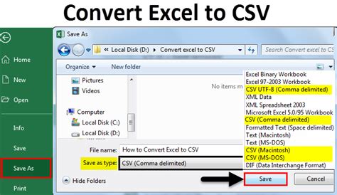 how to convert an excel file into csv format