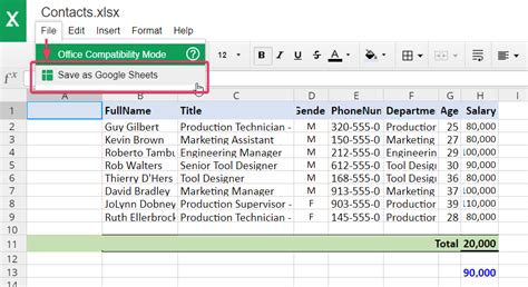 how to convert an excel spreadsheet into a google sheet