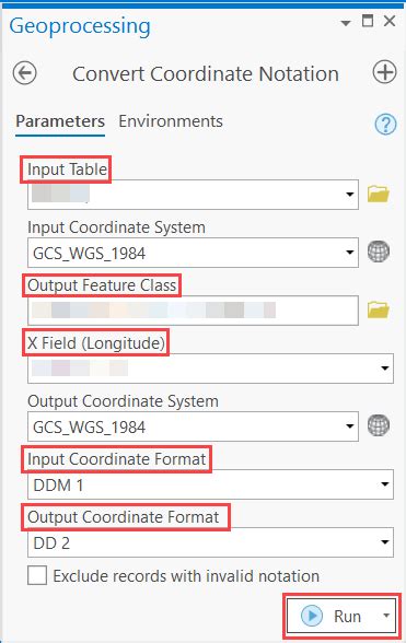 how to convert coordinates in arcgis pro