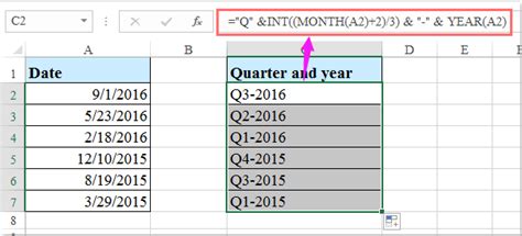 how to convert date to quarter year in excel