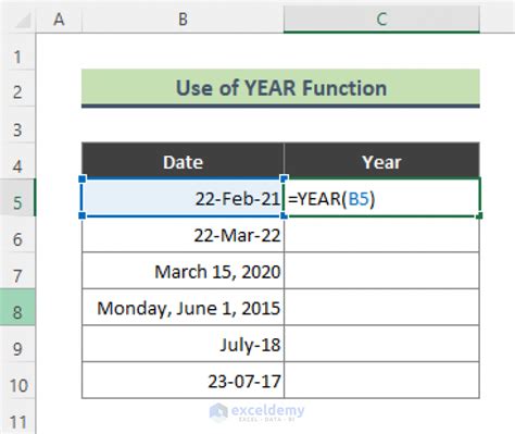 how to convert date to years in excel