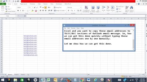how to convert excel column to email list