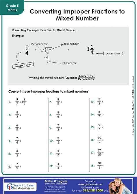 how to convert improper fractions to mixed number