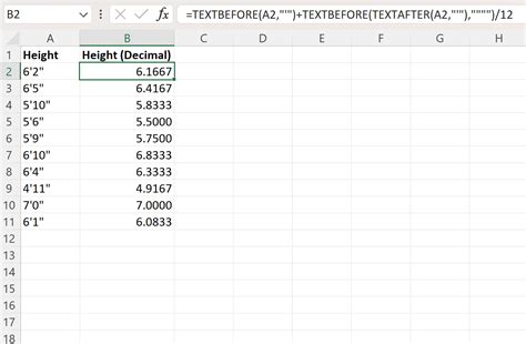 how to convert inches to decimals in excel