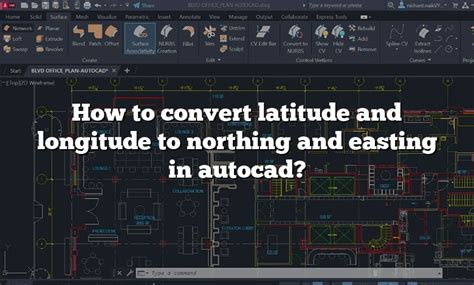 how to convert latitude and longitude to northing and easting in autocad