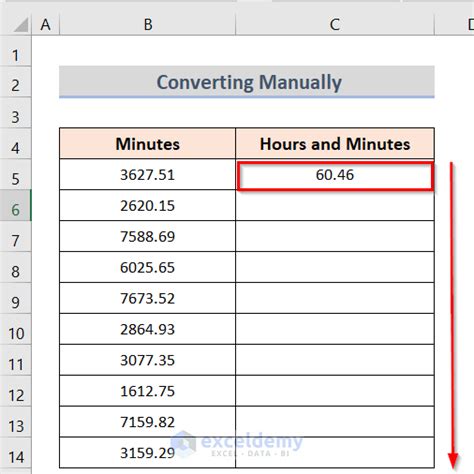 how to convert minutes to hours format in excel